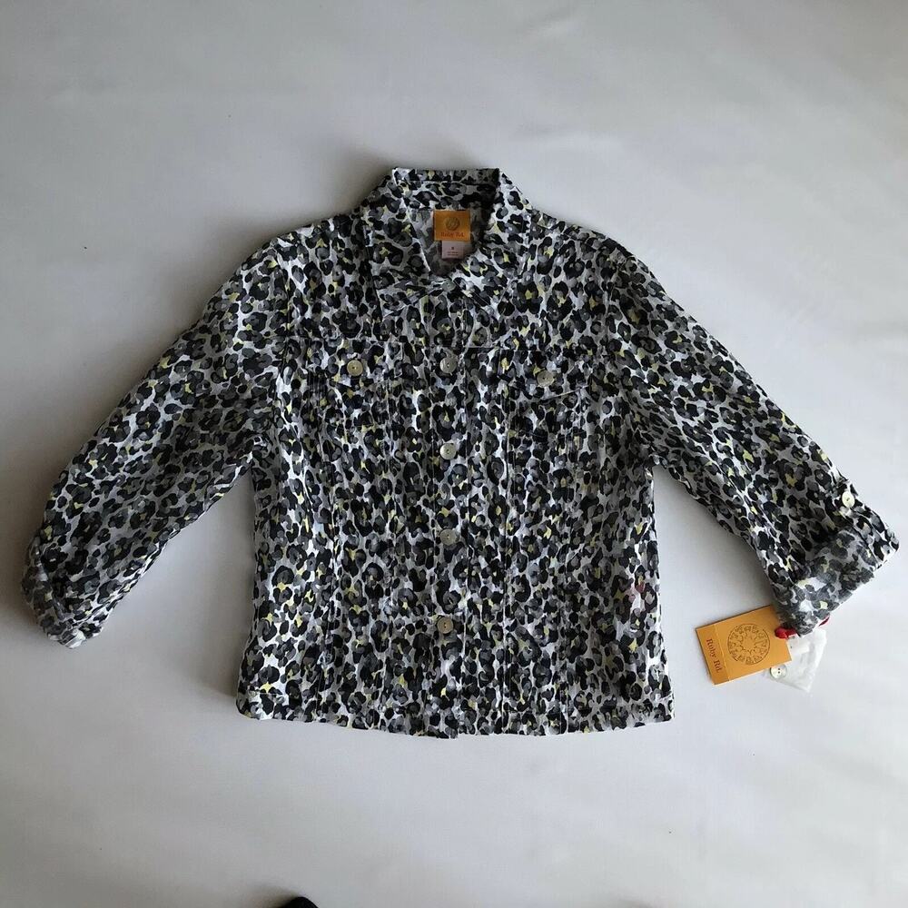 Ruby Rd Women's Black/White Animal Print Top Blouse Sz 8 (L)